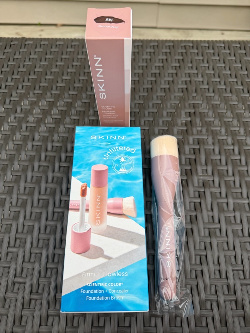 SKINN Unfiltered Foundation & Brush Set - 8N Neutral Deep